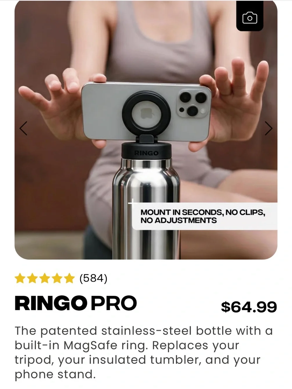 Ringo PRO Stainless Steel MagSafe Bottle - Silver